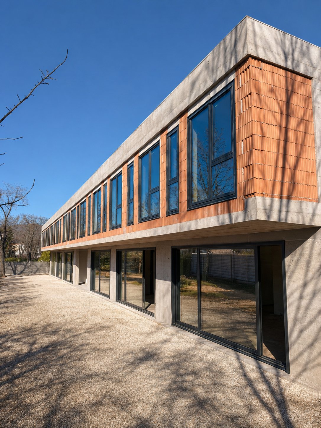Edificio moderno con grandes correderas y ventanales