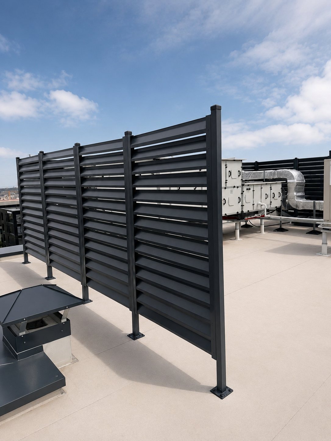 Cerramiento técnico de lamas de aluminio en azotea